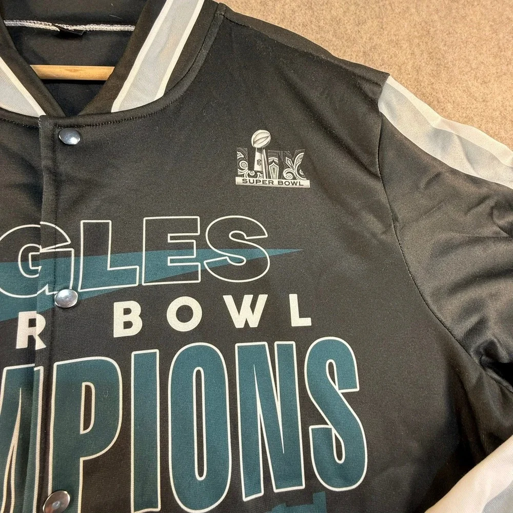 Philadelphia Eagles Super Bowl LIX Champions Jacket Mens XL Black Varsity Bomber